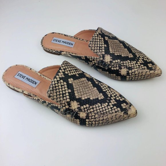 Steve Madden Shoes - Steve Madden Python Snake Print Mule Flats 7.5